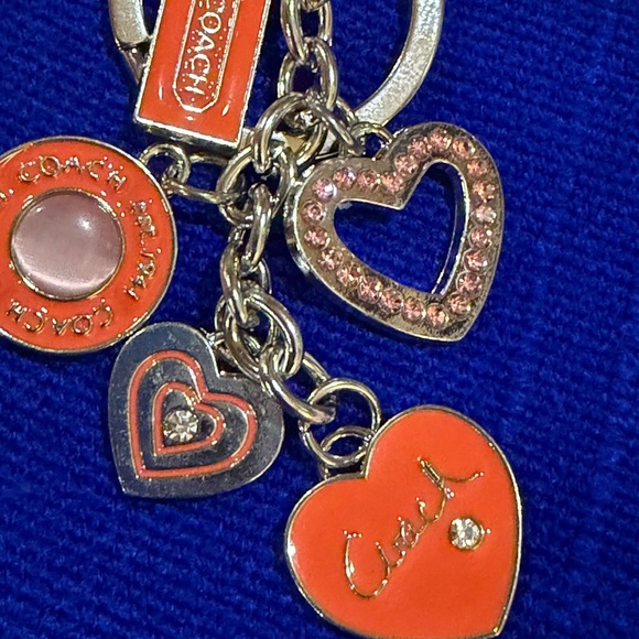 Orange and Gold Heart Charm Keychain. Charm says “Coach” - Picture 4 of 7